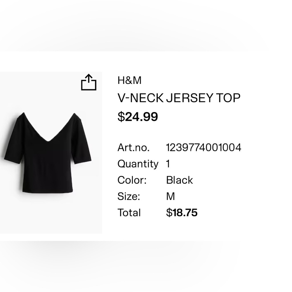 H&M Classic Black V-Neck Jersey Top
